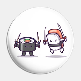 Cute Sushi And Onigiri Fighting Pin