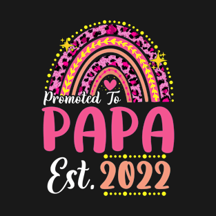 Promoted to Papa Est.2022 Rainbow Dad to Be New Dad T-Shirt