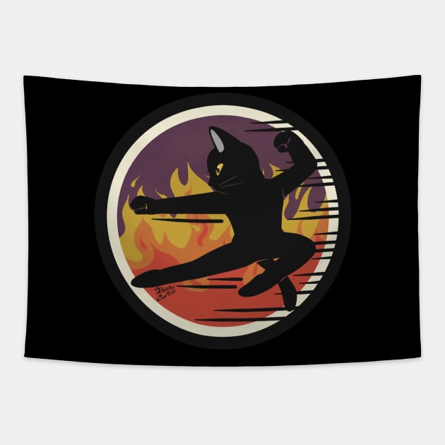 Kung-fu cat Tapestry by BATKEI