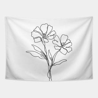 Wildflower Line Art | Floral Botanical Minimalist Lineart Tapestry