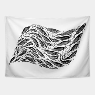 Shoal -black and white Tapestry