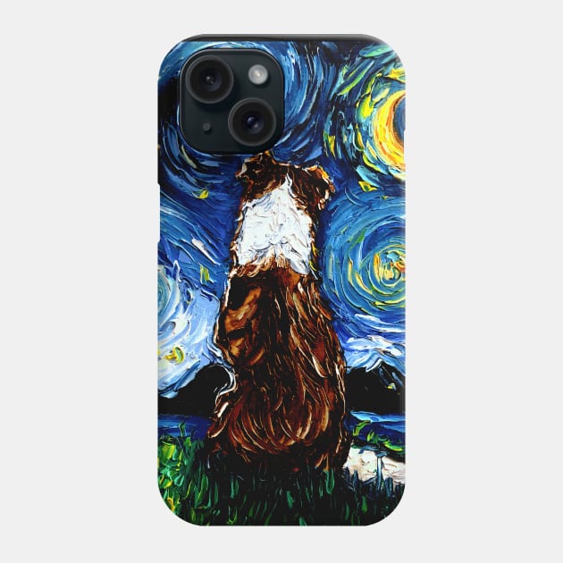 Border Collie Night 3 (Brown) Phone Case by sagittariusgallery