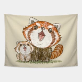 Red panda family singing Tapestry