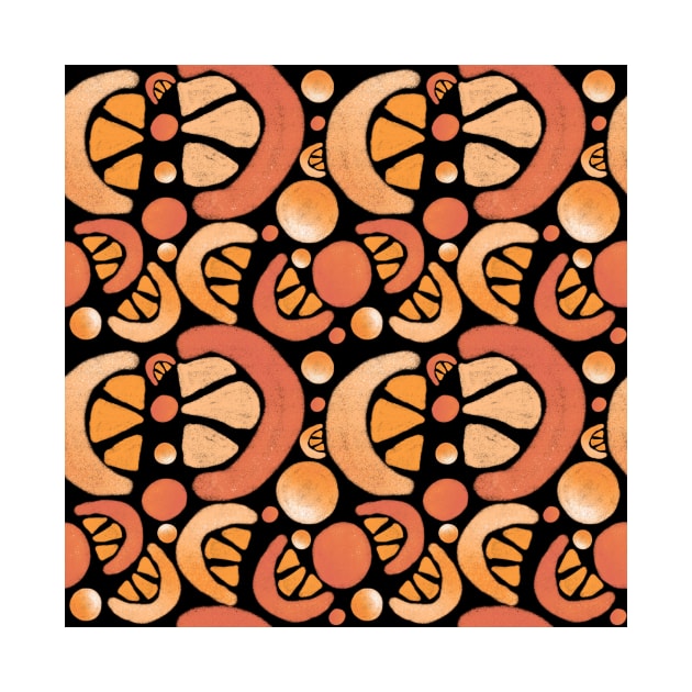 Orange Fruit Pattern on Black by OneLook