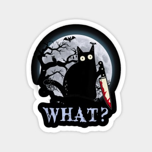 Cat What? Murderous Black Cat With Knife Halloween Costume Magnet