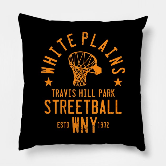 WHITE PLAINS BBALL Pillow by LILNAYSHUNZ