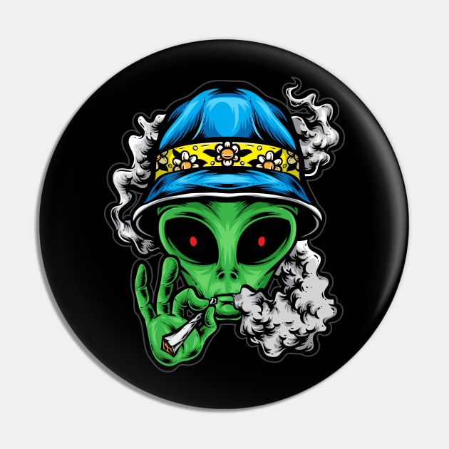 Chill Alien Pin by InksyndromeArtwork