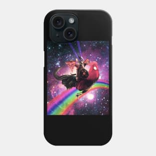 Lazer Warrior Space Cat Riding Chicken With Pizza Phone Case