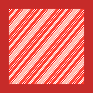 Red Candy Cane Stripes Mint Holiday Pattern T-Shirt