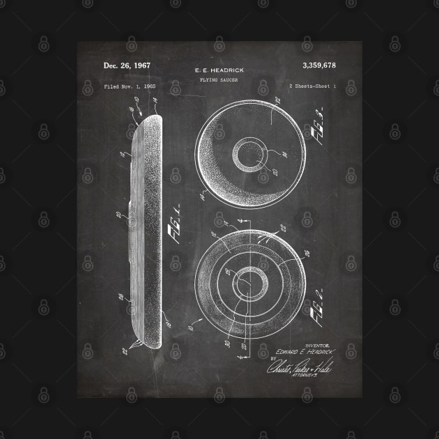 Disc Golf Patent - Golfer Frisbee Art - Black Chalkboard by patentpress