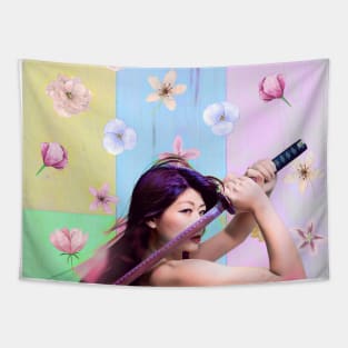 Pastel Samurai Princess Tapestry