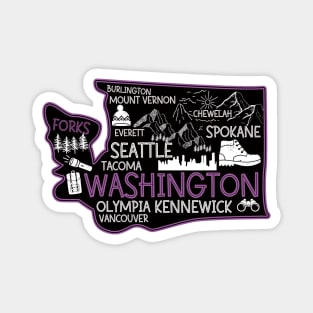 Washington Forks cute map Tacoma Spokane Magnet