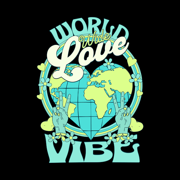 WORLD WIDE LOVE VIBE (Lime/Aqua) by DISCOTHREADZ 