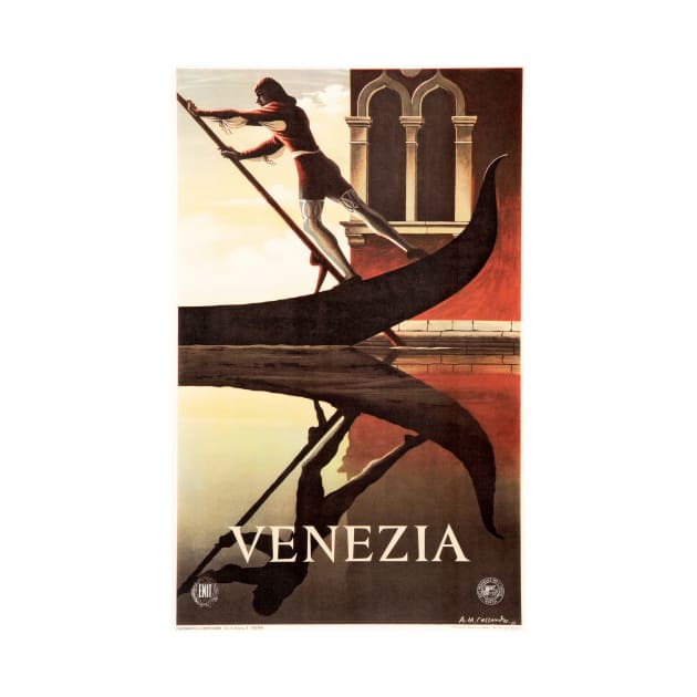 VENEZIA Italy Venice Gondola Art Deco Advertisement Vintage Italian by vintageposters