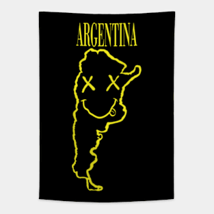 Vibrant Argentina x Eyes Happy Face: Unleash Your 90s Grunge Spirit! Tapestry