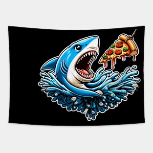 Funny Shark with Pizza, Pizza Lover Tapestry