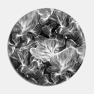 Black and White Shibori Corals Pin