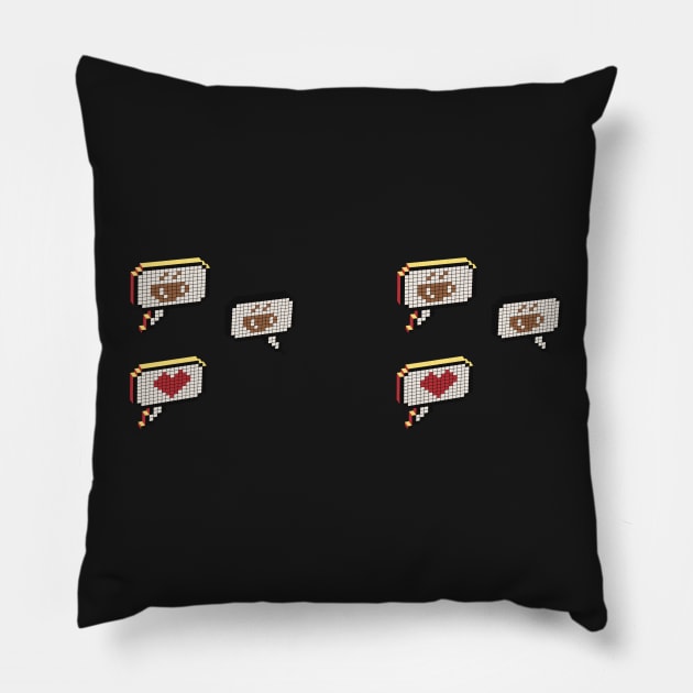 Pixel art coffee text Pillow by Holailustra