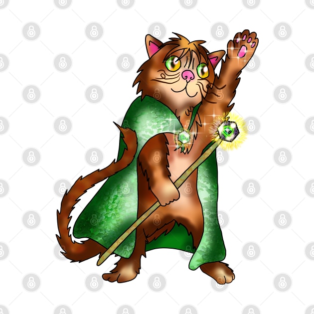 Mighty magician cat with glowing staff by cuisinecat