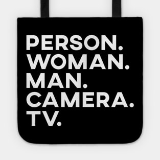 person woman man camera tv Tote