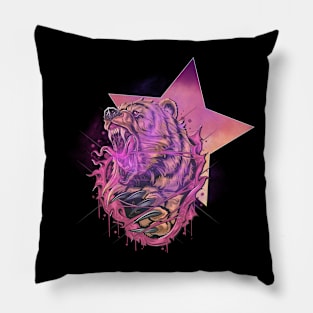 Bear Art In Purple Pillow