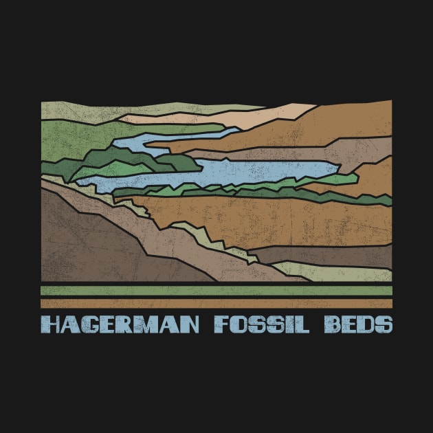 Hagerman Fossil Beds National Monument Nature Lover Vintage Retro Skyline Hiking Outdoor Travel Adventure by NickDezArts