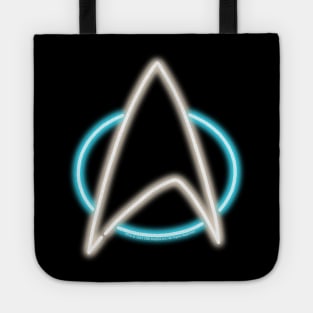 Blue Neon Star Trek Next Generation Communicator Badge Top Left Tote