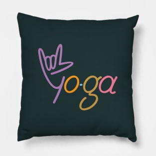 Yo Hand Gesture with Yoga Word Text Pillow