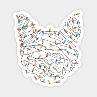 Christmas Cat Tangled Lights Magnet