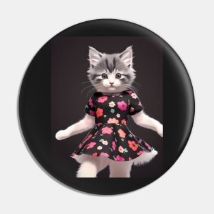 Cat with flower dress - Modern digital art Pin