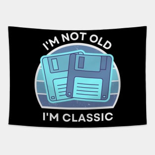 I'm not old, I'm Classic | Floppy | Retro Hardware | Vintage Sunset | '80s '90s Video Gaming Tapestry