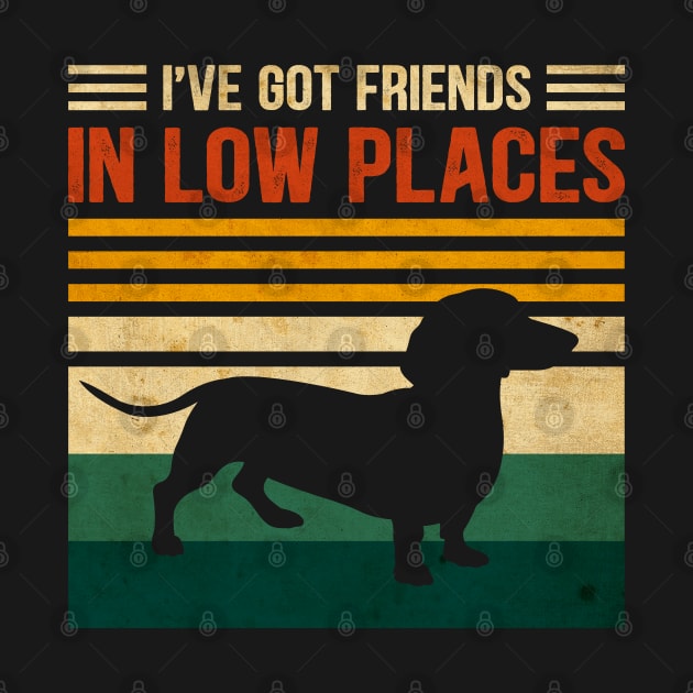 I've Got Friends In Low Places Funny Dachshund Lover Vintage by rebuffquagga