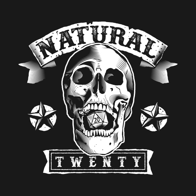 Screaming Skull Natural Twenty d20 by Natural 20 Shirts