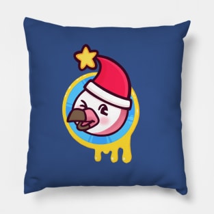 Flamingo in a Santa hat Pillow