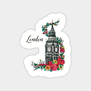 Floral Big Ben London Magnet