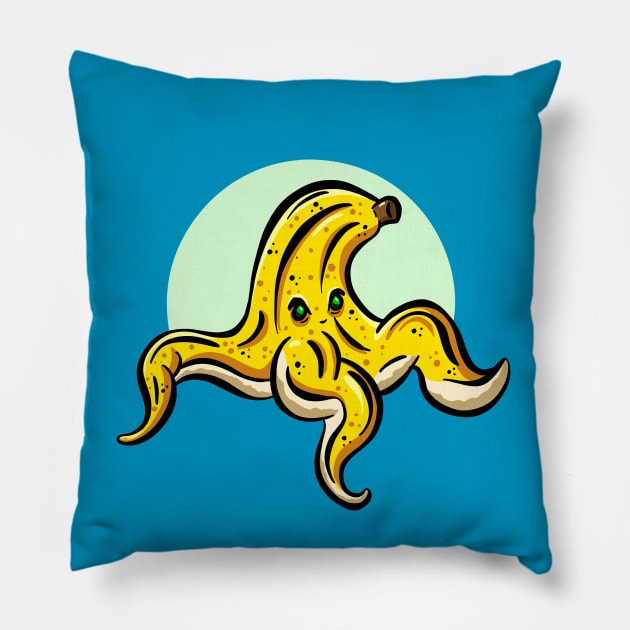 Evil Banana Slip Peel Sticker Character Pillow by Squeeb Creative