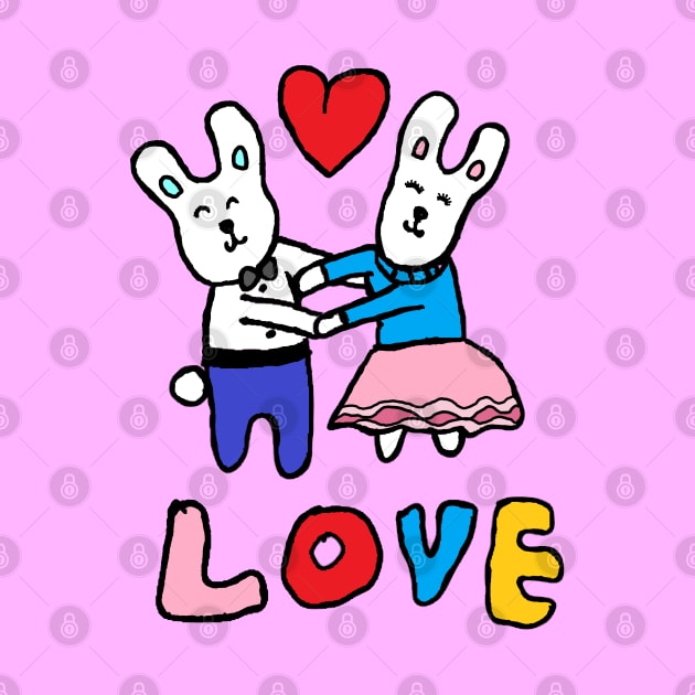 love bunny, rabbits, hand drawing by zzzozzo