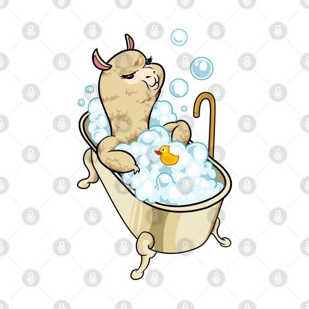 Llama takes bath in the bathtub by Modern Medieval Design