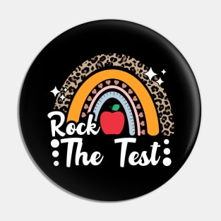 Test Day Rock The Test Teacher Testing Day Rainbow Leopard Pin