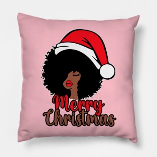 Merry Christmas, Black Woman Santa, Black Mrs Santa Claus Pillow