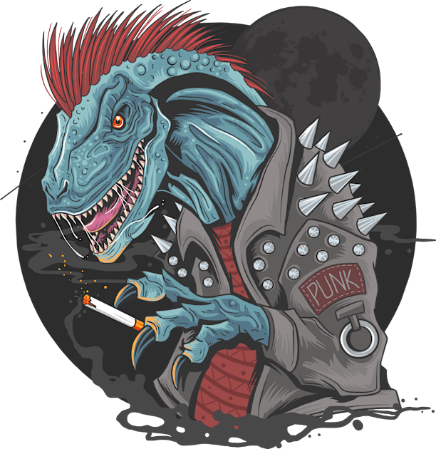 dinosaur punk raptor Kids T-Shirt by Mako Design 