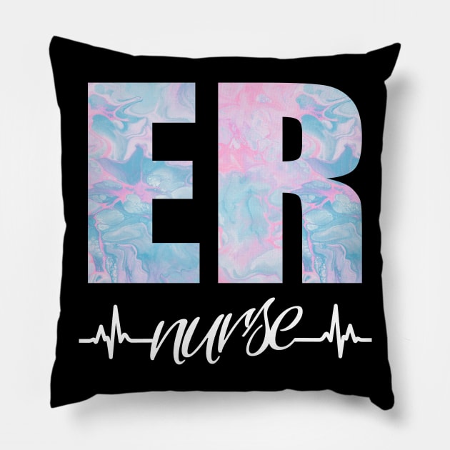 ER Nurse Heartbeat Swirl Pillow by Duds4Fun