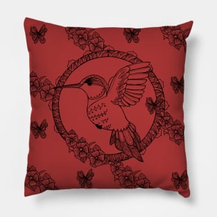 Hummingbird anti-stress&black_red Pillow