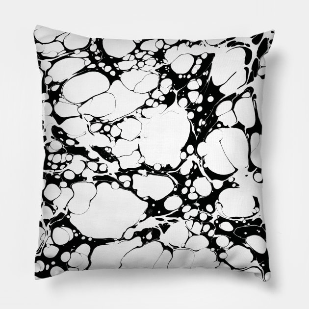 Black and White Bubbles Pillow by fivemmPaper