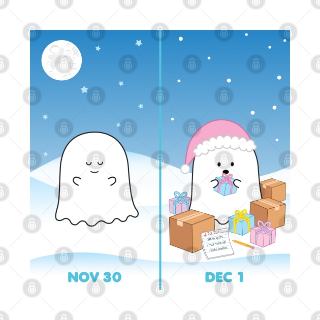 Gordie the Ghost (Nov 30 vs Dec 1) | by queenie's cards by queenie's cards