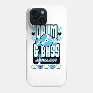 DRUM AND BASS  - 3 Records & Hearts (Black/Blue) Phone Case