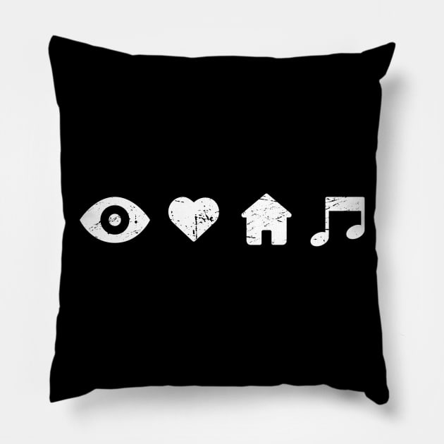 I Love House Music Pillow by Wizardmode