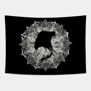 White Mandala Circle Manta Ray Tapestry