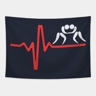 Wrestling Fan Heartbeat Tapestry