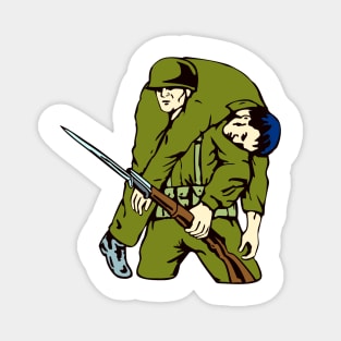 American Soldier With Injured Retro Magnet